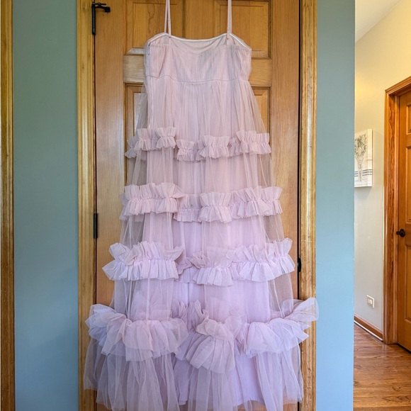 Pink Ruffled Maternity Dress - Picture 3 of 5